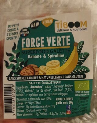 Sucre et nutriments contenus dans Force verte