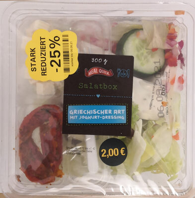 Zucker und Nährstoffe drin Salatbox