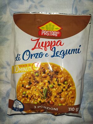 Suhkur ja toitained sees Zuppa orzo e legumi