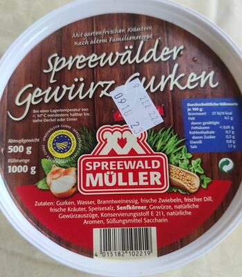 Zucker und Nährstoffe drin Spreewald muller