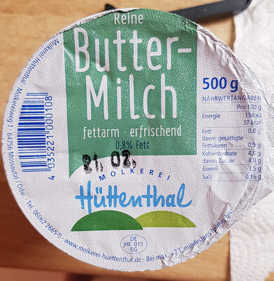 Zucker und Nährstoffe drin Molkerei huttenthal