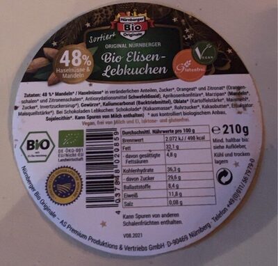 Zucker und Nährstoffe drin Nurnberger bio originale