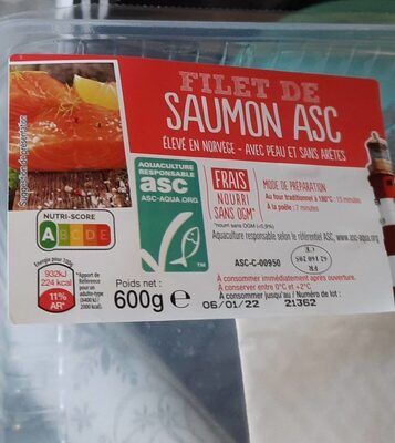 Sucre et nutriments contenus dans Saumon asc lidl