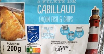 Filets de cabillaud facon fish andre chips