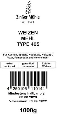 Zucker und Nährstoffe drin Zinsser muhle