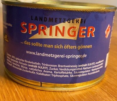 Sucre et nutriments contenus dans Landnetzger springer