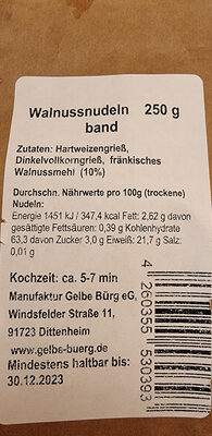 Zucker und Nährstoffe drin Manufaktur gelbe burg eg