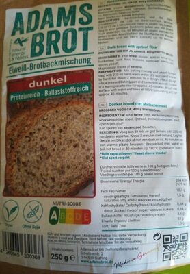 Sucre et nutriments contenus dans Adams brot