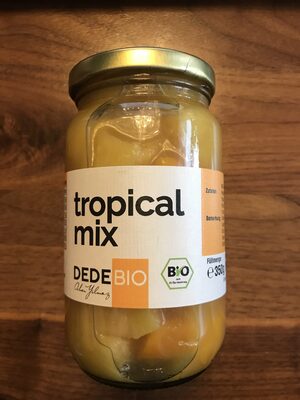 Zucker und Nährstoffe drin Dedebio tropical mix