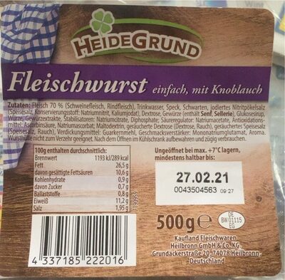 Zucker und Nährstoffe drin Kaufland heidegrund