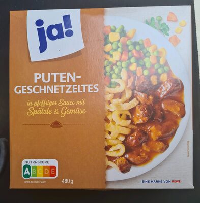 Putengeschnetzeltes in pfeffriger sauce mit spätzle und gemüse