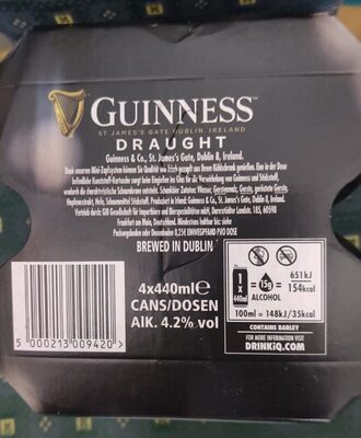 Zucker und Nährstoffe drin Guinness