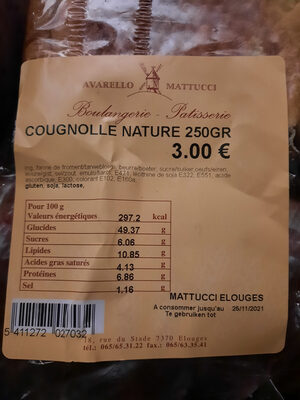 Sucre et nutriments contenus dans Avarelo mattucci