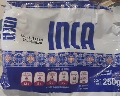 Sucre et nutriments contenus dans Inca