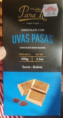 Sucre et nutriments contenus dans Chocolates para ti