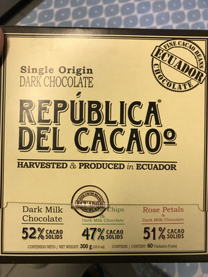 Sucre et nutriments contenus dans Fine cacao beans ecuador chocolate