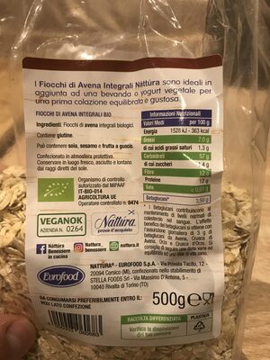 Sucre et nutriments contenus dans Nattura bio conad