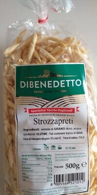 Sucre et nutriments contenus dans Strozzapreti