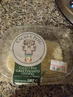 Sucre et nutriments contenus dans Cacio e pepe