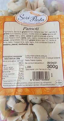 Sugar and nutrients in Sori pasta