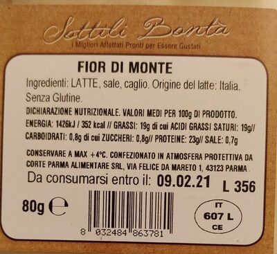 Sugar and nutrients in Sottili bonta