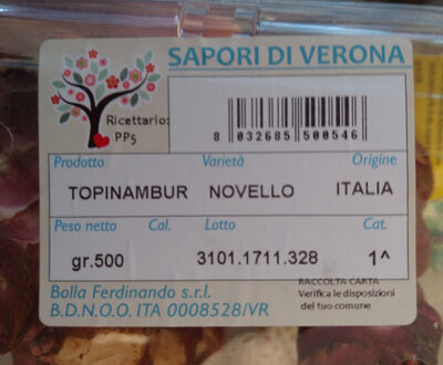 Suhkur ja toitained sees Sapori di verona