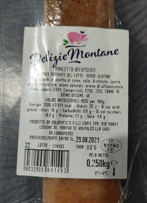 Сахар и питательные вещества в Delizie montane