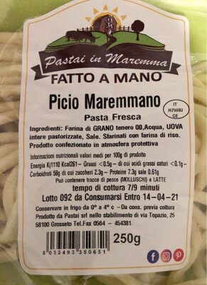 Gula dan nutrisi di dalamnya Pastai in maremma