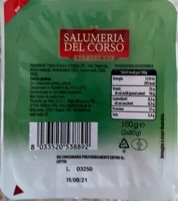 Sugar and nutrients in Salumificio pianellese