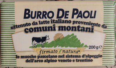 Sugar and nutrients in Burro de paoli