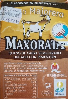 Sucre et nutriments contenus dans Maxorata