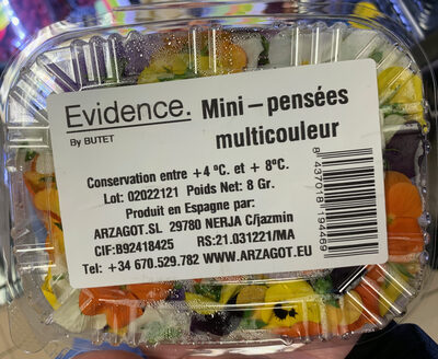 Sucre et nutriments contenus dans Evidence by butet