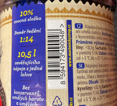 Sugar and nutrients in Moštěnicky sirup